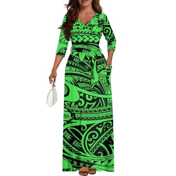 Robe verte claire et noire