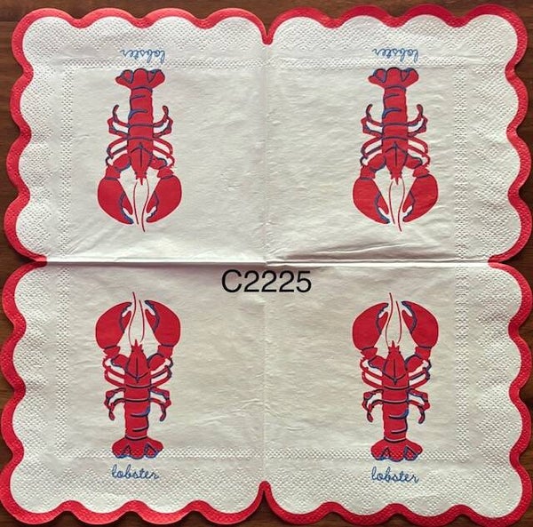 Beach (C2225) - Red and Blue Lobster with a Red Scalloped Edge