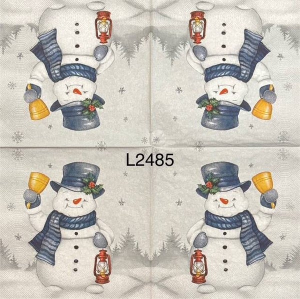 Christmas (L2485) - Snowman Holding a Lantern and a Bell