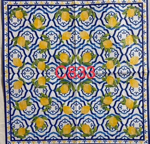 Fruits (C833) - Lemons in Blue and White Designs