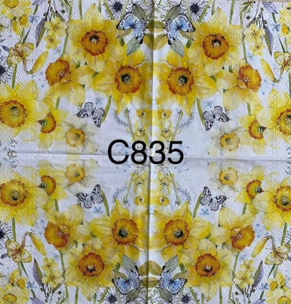 Flowers (C835) - Yellow Flowers with Butterflies