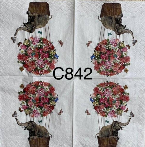 Animals  (C842) - Elephant in a Flower Hot Air Balloon