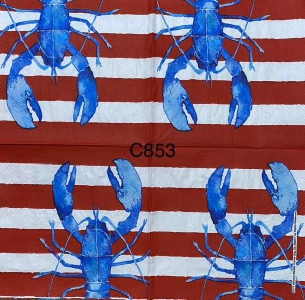 Beach (C853) - Blue Lobster with Red Stripes in Background
