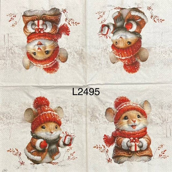 Animals (L2495) - Christmas Mouse with Present