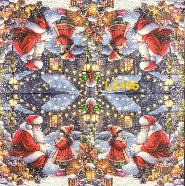 Christmas (L2496) - Santa Talking to Little Girl