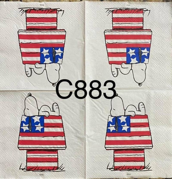 Snoopy (C883) - Snoopy Laying on Top of His Dog House - 4th of July