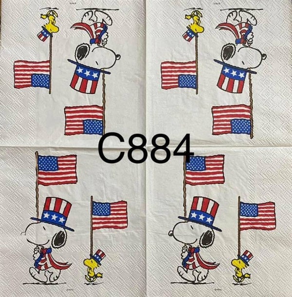 Snoopy (C884) - Snoopy and Woodstock Holding Flags