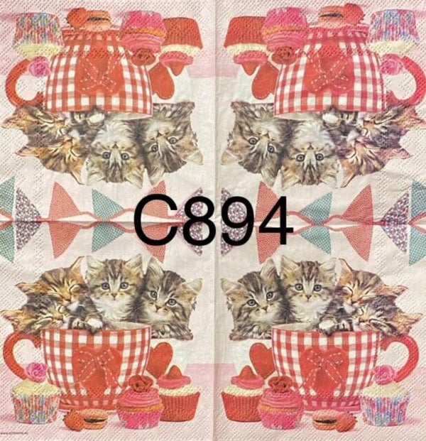 Cats (C894) - Three Kittens in a Cup