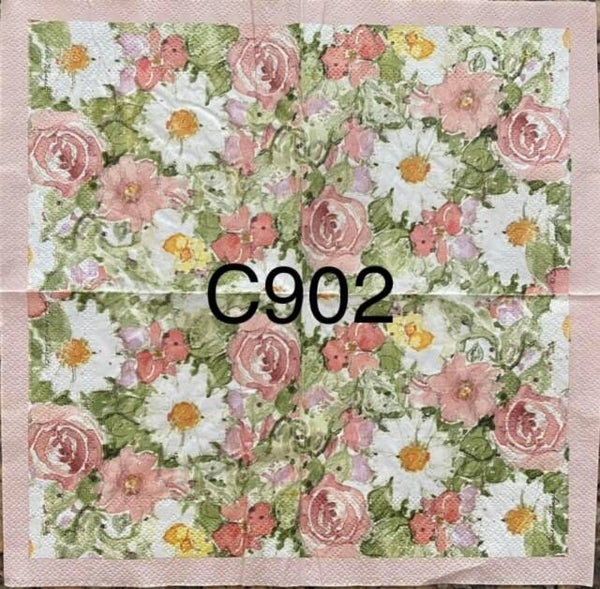 Flowers (C902) - White Daisies and Pink Roses