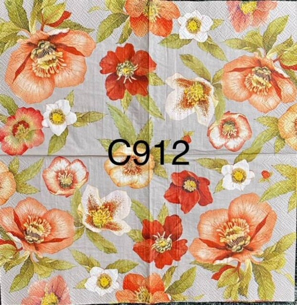 Flowers (C912) - Pink, Orange and White Flowers