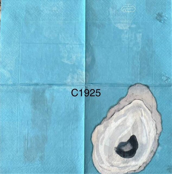 Beach (C1925) - Oyster Shell with Blue Background