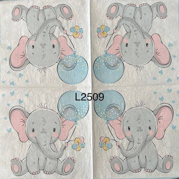 Baby (L2509) - Blue Baby Elephant with Balloon