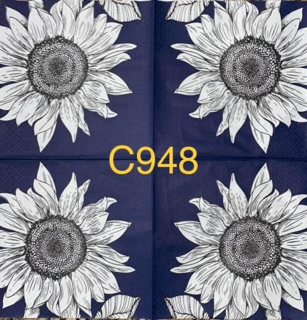 Sunflowers (C948) - White Sunflower with Blue Background