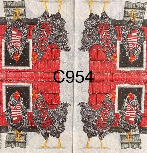 Christmas (C954) - Holiday Hens with Scarves