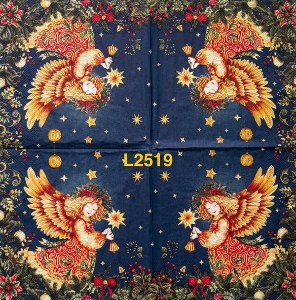 Christmas (L2519) - Christmas Gold Angel with Dark Blue Background