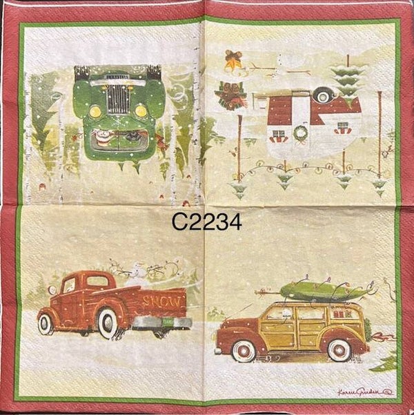 Christmas (C2234) - Truck, Camper, Station Wagon in Holiday Scenes