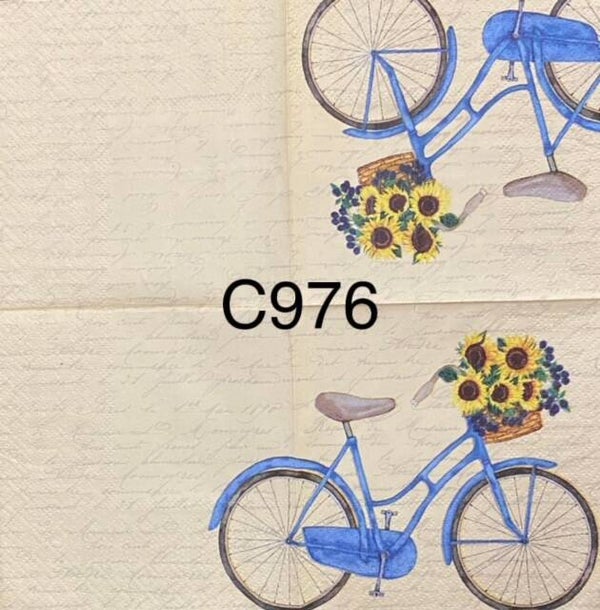 Sunflowers (C976) - Blue Bicycle with Sunflowers in Basket