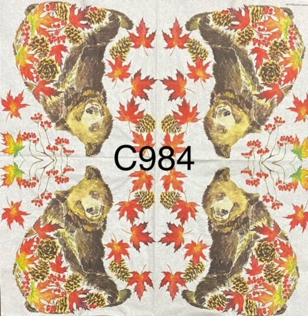 Fall (C984) - Brown Bear with Autumn Leaves on Body