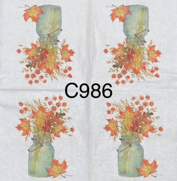 Fall (C986) - Mason Jar with Autumn Flowers