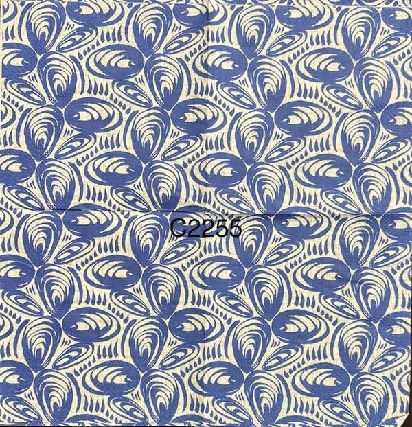 Beach (C2255) - Blue and White Oyster Shells Background