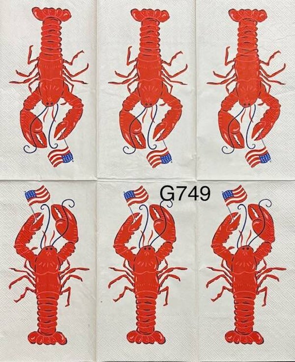 4th of July (G749) - Red Lobster Holding an American Flag