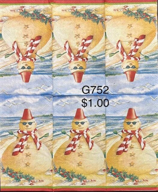 Christmas (G752) - Sand Castle Snowman with Pail as a Hat and Scarf