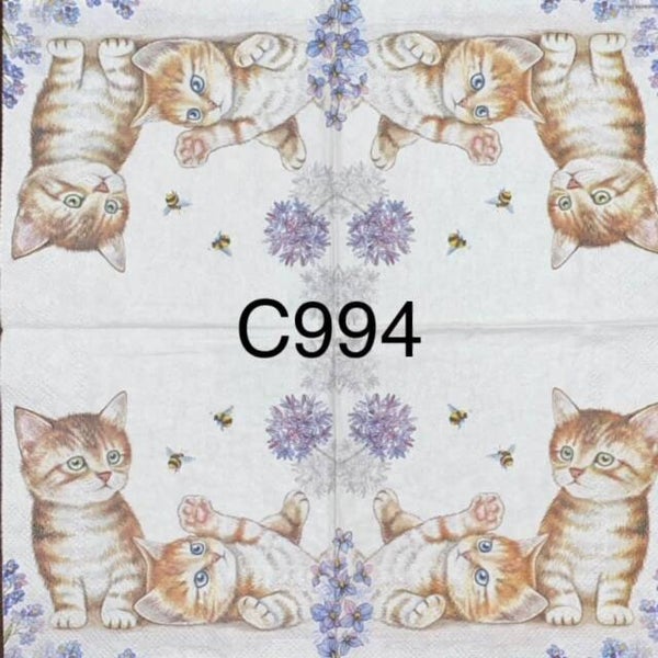 Cats (C994) - Two Kittens Playing with Bees