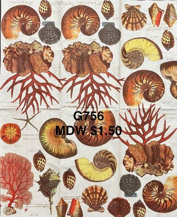 Beach (G756) - MDW Red, Yellow, and Brown Shells and Coral