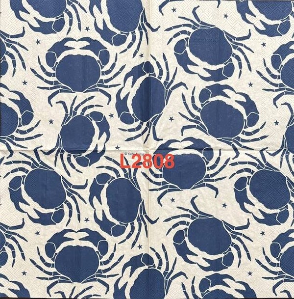 Beach (L2808) - Blue and White Crab Background