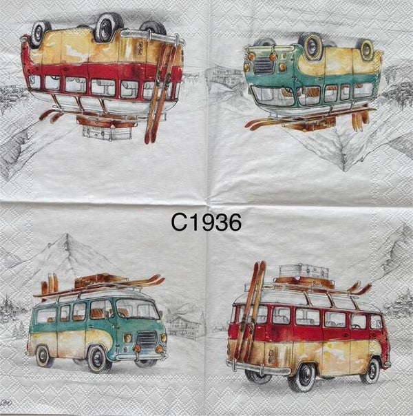 Vehicles (C1936) - Volkswagon Bus with Sleds on Roof Top
