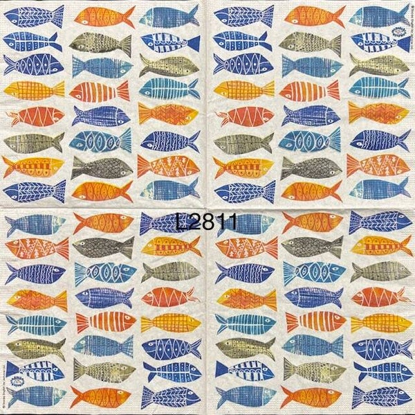 Beach (L2811) - Orange, Blue, Gray Fish