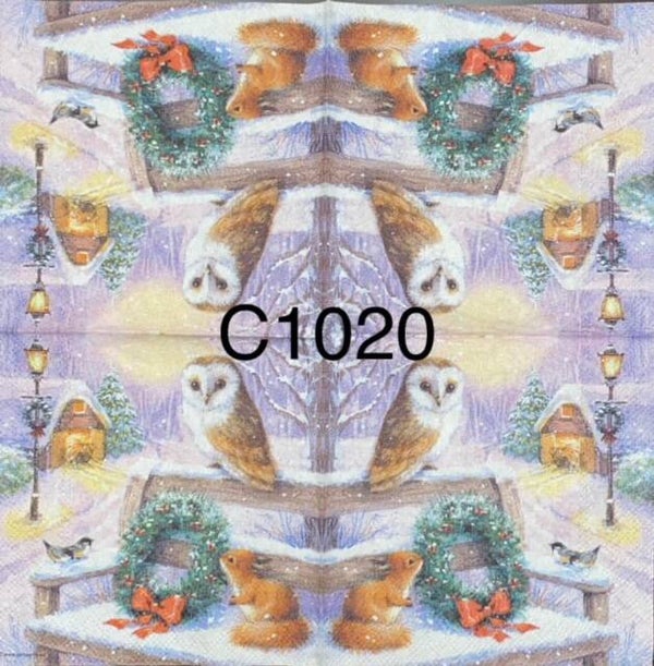 Christmas (C1020) - Owl Sitting on Bench