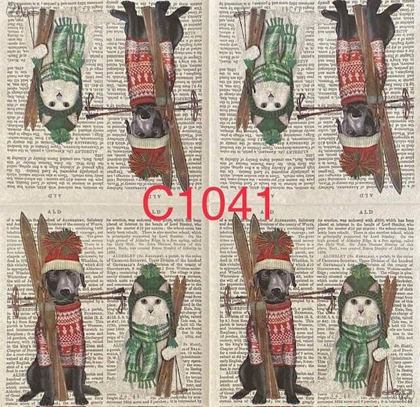 Dogs (C1041) - Two Dogs with Skiis