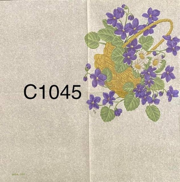 Flowers (C1045) - Vintage Wicker Basket with Purple Flowers
