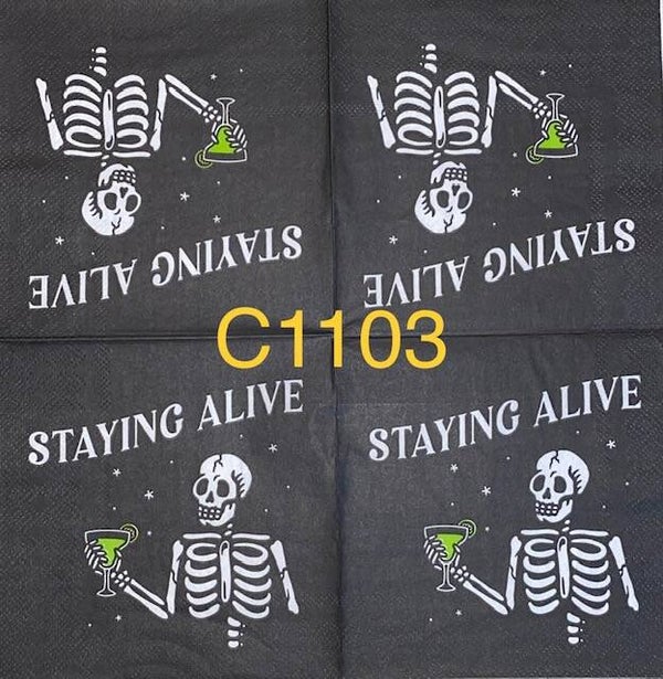 Halloween (C1103) - Skeleton Drinking "Staying Alive"