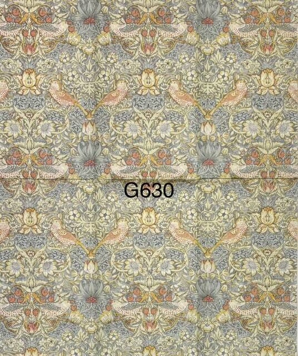 Flowers (G630) - Sage Colored Flower Design with Birds