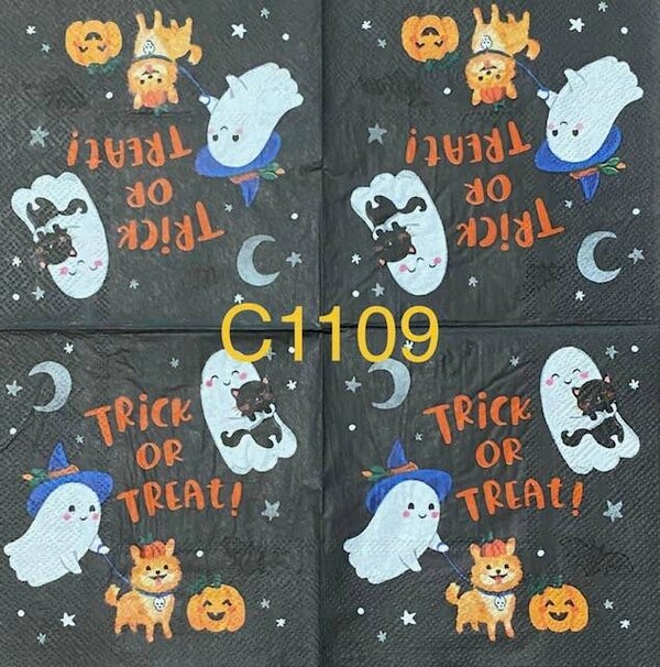 Halloween (C1109) - Ghosts Walking Dog and Carrying Cat