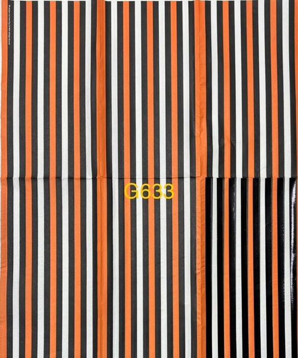 Design (G633) - Halloween Colors - Black, Orange and White Stripes With One Shiny Panel