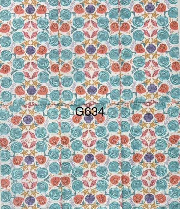 Beach (G634) - Small Shells Wallpaper in Teals, Pinks, Golds
