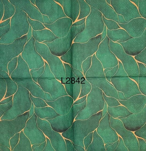 Designs (L2842) - Emerald Green and Gold Swirls