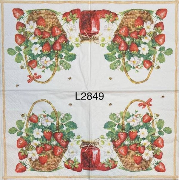 Fruits (L2849) - Wicker Basket Filled with Strawberries