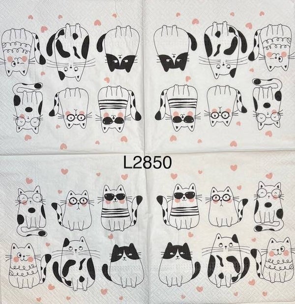 Cats (L2850) - Black and White Cats (Cartoonish)