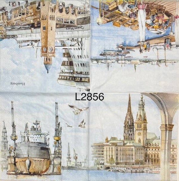 Scene (L2856) - Port Scene (Buildings, Boat, etc.) Hamburg