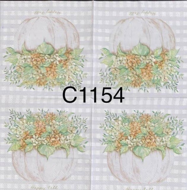 Fall (C1154) - Pumpkin with Flowers