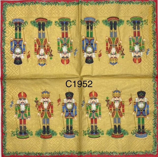 Christmas (C1952) - Three Nutcrackers with Gold Colored Background