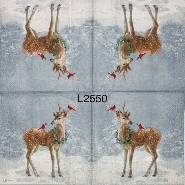 Winter (L2550) - Deer with a Cardinal on its Back