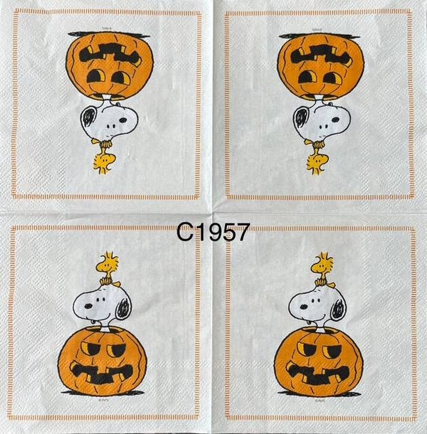 Snoopy (C1957) - Snoopy with Woodstock Popping out of Pumpkin