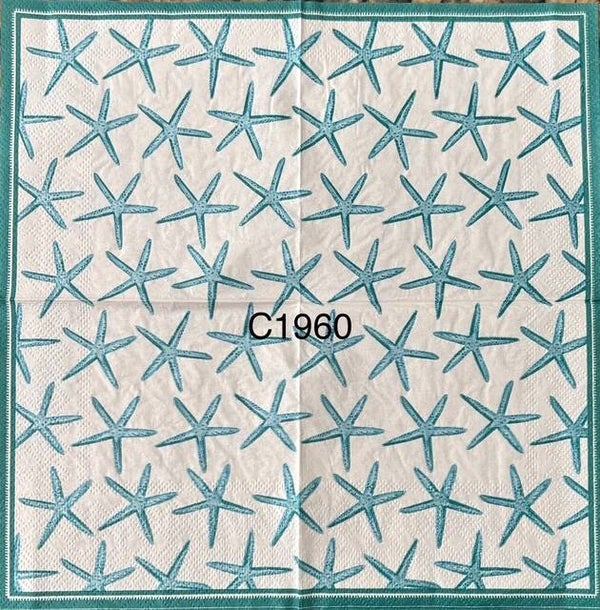 Beach (C1960) - Aqua Blue Starfish Wallpaper