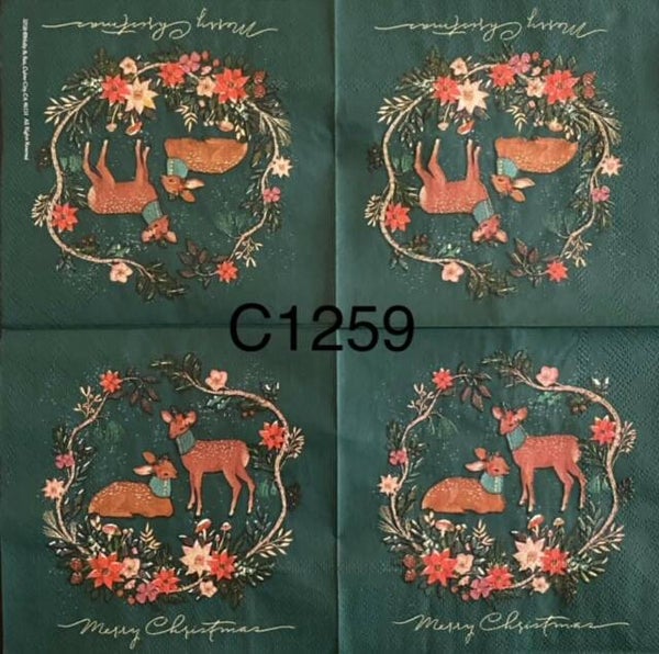 Deer (C1259) - Two Christmas Deer Inside Wreath