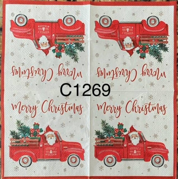 Christmas (C1269) - Red Truck with Santa Driving